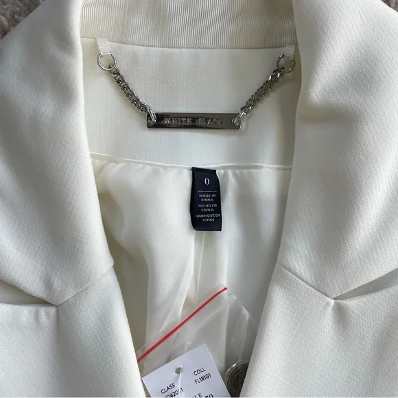 White House Black Market Ivory White Double Breasted Blazer Suit Jacket Size 0 - Picture 3 of 17